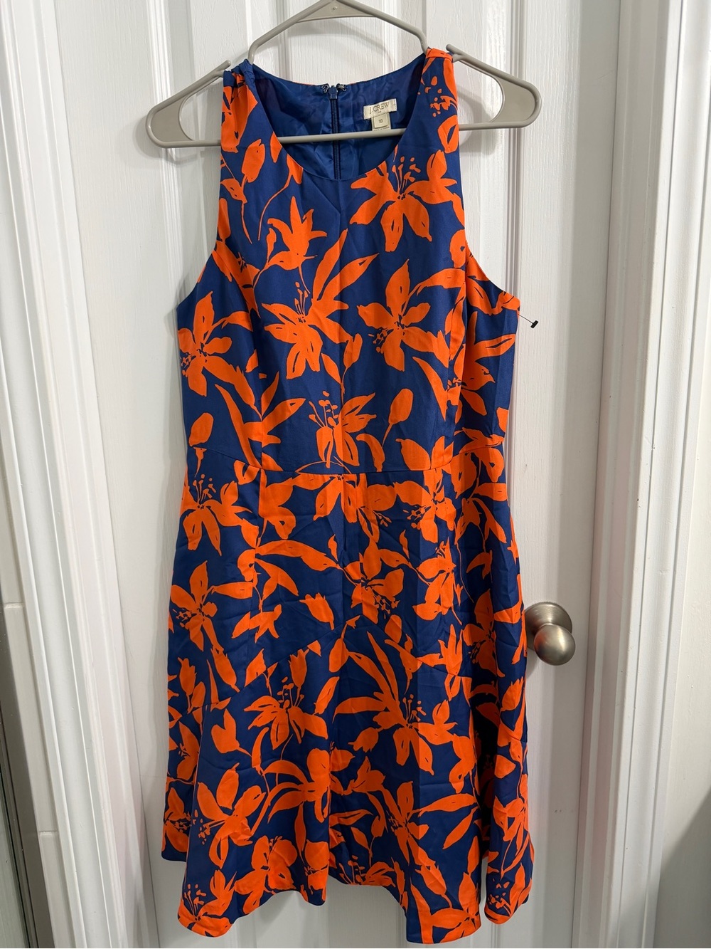 J. Crew Navy Dress with Vibrant Orange Floral Print